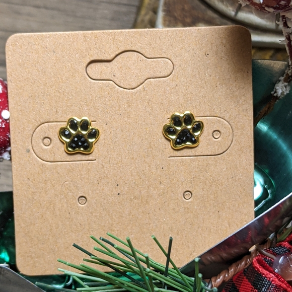 Paw Print Stud Earrings - Picture 2 of 4